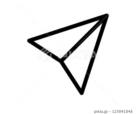 Bold, minimalist icon of a paper airplane.  Perfect for websites, apps, and presentations needing a clean, modern design representing sending, travel, or communication. 123041848