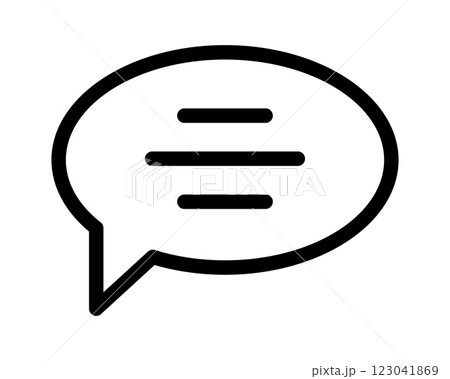 Bold speech bubble icon with three horizontal lines, perfect for communication, messaging, or UI design.  Clean, minimalist style ensures versatility across various projects. 123041869
