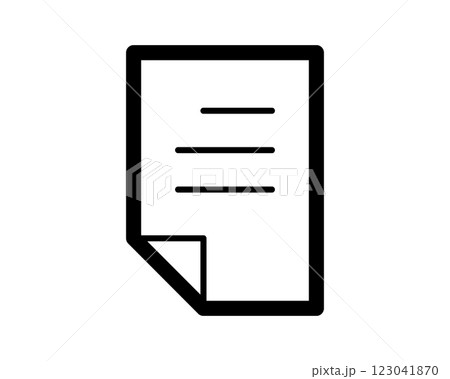 Bold black outline document icon, perfect for app interfaces, website design, or presentations needing a clean, modern aesthetic.  Versatile and easily scalable for various sizes and resolutions. 123041870