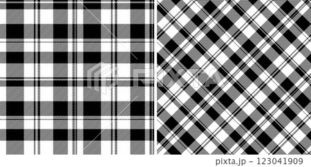Pattern tartan fabric of check vector plaid with a texture background seamless textile. Set in monochrome colors for design wrapping paper sheets. Pattern tartan fabric of check vector plaid with a texture background seamless textile. Set in monochrome colors for design wrapping paper sheets. 123041909