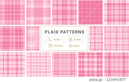 Geometric plaid patterns for fabric and textiles, featuring classic checks and stripes for shirts, clothes, or trendy backgrounds. Geometric plaid patterns for fabric and textiles, featuring classic checks and stripes for shirts, clothes, or trendy backgrounds. 123041977