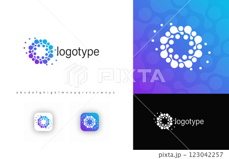 Abstract circular molecular logo with interconnected dots, symbolizing technology, innovation, data networks. Ideal for biotech, software, science, AI branding. Modern vector logo concept Abstract circular molecular logo with interconnected dots, symbolizing technology, innovation, data networks. Ideal for biotech, software, science, AI branding. Modern vector logo concept 123042257