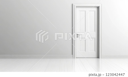 White door in a white room 123042447