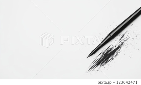 Black ink strokes with brush pen 123042471