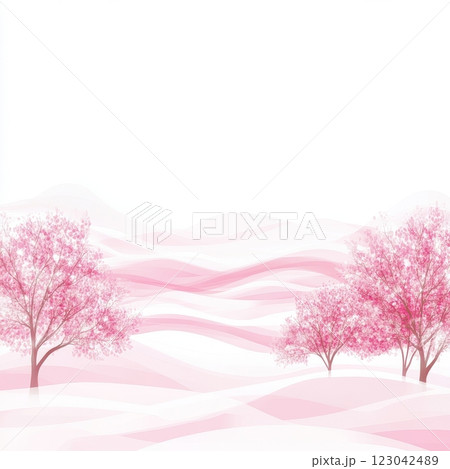 Cherry trees pink landscape scene Cherry trees pink landscape scene 123042489