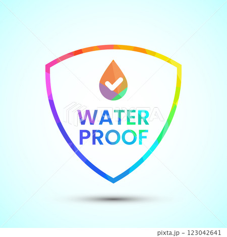 Waterproof icon design illustration, water resistant signs, liquid proof protection, low poly style 123042641