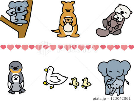 動物の親子イラストセット 123042861