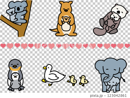 動物の親子イラストセット 123042861