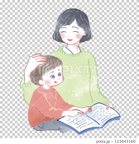 父母和孩子一起讀書 123043160