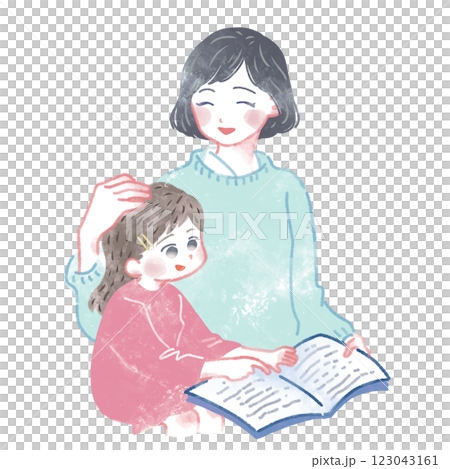 Parents and children reading books together Parents and children reading books together 123043161