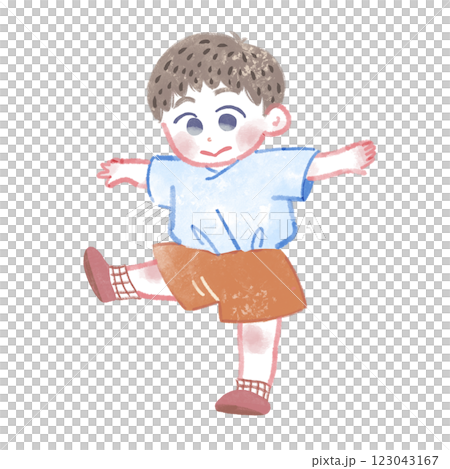 一個孩子快樂地行走 123043167