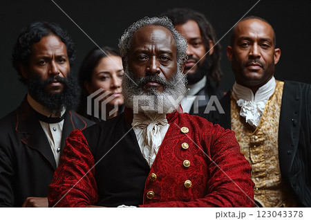 Historical Figures in Elegant Attire Displaying Rich Cultural Heritage Portrait Historical Figures in Elegant Attire Displaying Rich Cultural Heritage Portrait 123043378