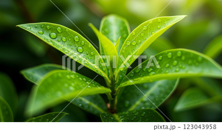 水滴がついた葉 123043958