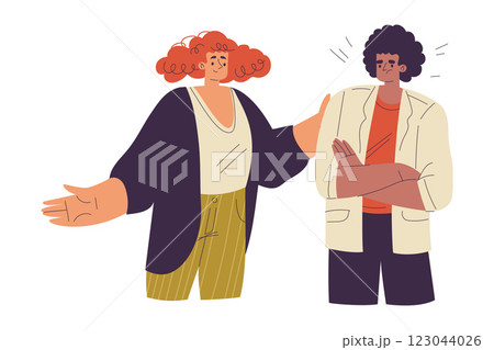Unwanted Hugs with Man Feel Annoyed from Unwelcome Awkward Touch of Woman Vector Illustration Unwanted Hugs with Man Feel Annoyed from Unwelcome Awkward Touch of Woman Vector Illustration 123044026