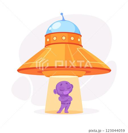 Purple Alien Character in Ufo Shuttle Vector Illustration Purple Alien Character in Ufo Shuttle Vector Illustration 123044059