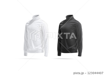 Blank black and white turtleneck sweater mockup, side view Blank black and white turtleneck sweater mockup, side view 123044407