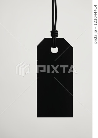 Blank empty mockup of tag label. paper black tag label or sticker 123044414