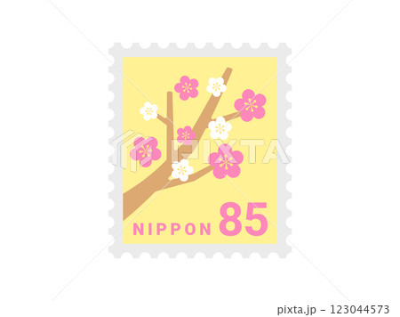 梅の木デザインの、85円切手のイラスト 梅の木デザインの、85円切手のイラスト 123044573