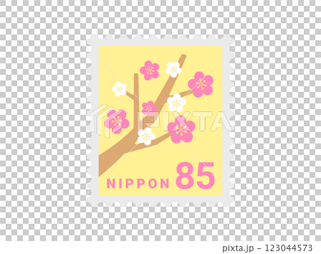 梅の木デザインの、85円切手のイラスト 梅の木デザインの、85円切手のイラスト 123044573