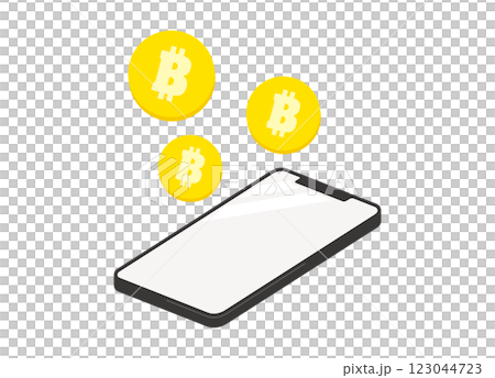 智慧型手機和比特幣圖示向量插圖 智慧型手機和比特幣圖示向量插圖 123044723