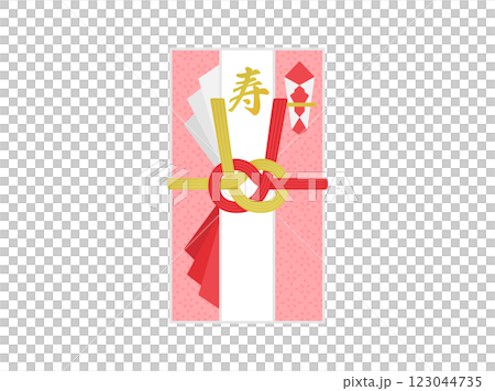 Illustration of a pink gift envelope with the word "ju" written on it 123044735