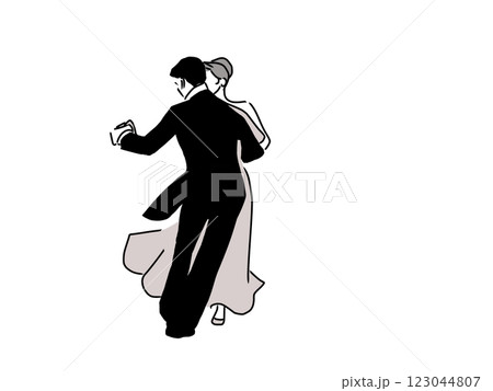 ダンスをする燕尾服の男性とドレスの女性 ダンスをする燕尾服の男性とドレスの女性 123044807