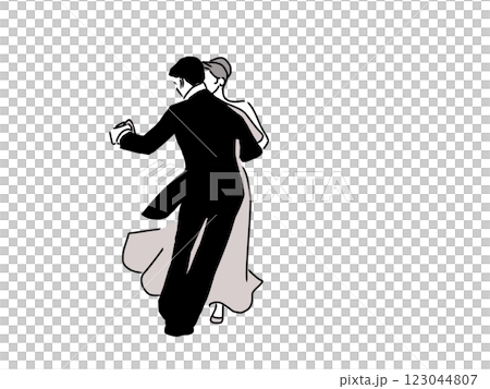 ダンスをする燕尾服の男性とドレスの女性 ダンスをする燕尾服の男性とドレスの女性 123044807
