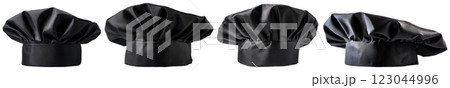 Collection of Black Chef Hats Isolated on White Background - Generative Ai 123044996
