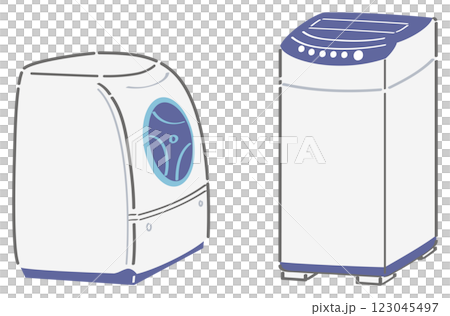ドラム式洗濯機・縦型洗濯機のイラスト ドラム式洗濯機・縦型洗濯機のイラスト 123045497