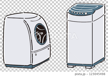 Illustration of a drum-type washing machine and a top-loading washing machine 123045498