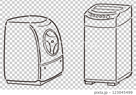 Drum type washing machine / vertical washing machine illustration line drawing 123045499