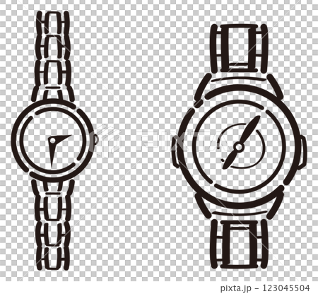 Wristwatch illustration line drawing Wristwatch illustration line drawing 123045504