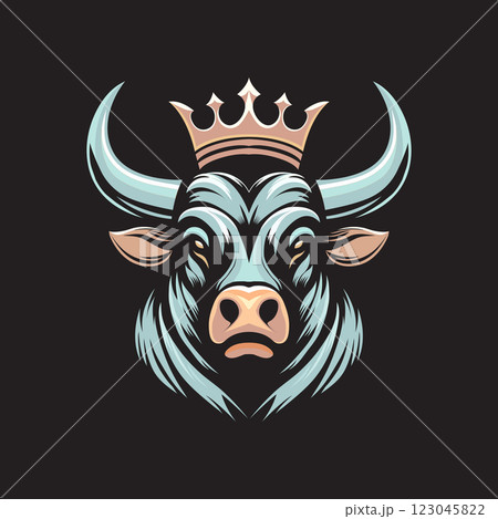Regal Bull with Crown, A Symbol of Strength and Royalty 123045822