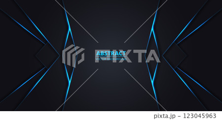 Dark abstract background with geometric dynamic glowing blue lines. 123045963