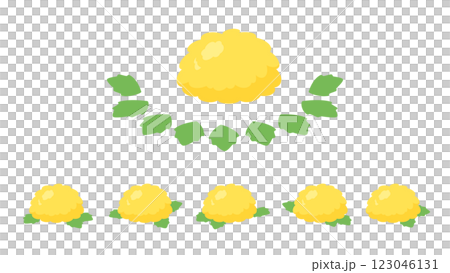 A set of simple dandelion illustration materials seen from diagonally above 123046131
