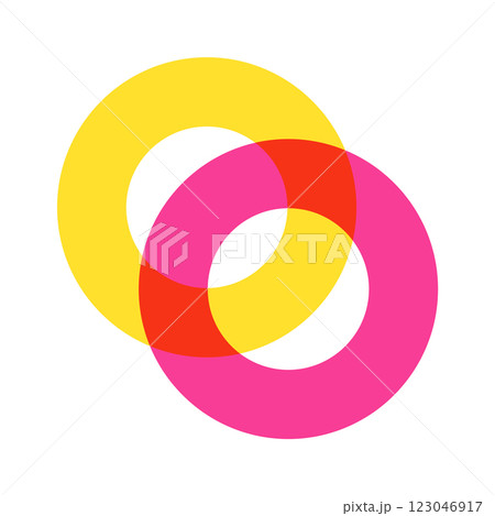 Colored rings intersection bauhaus risograph 123046917