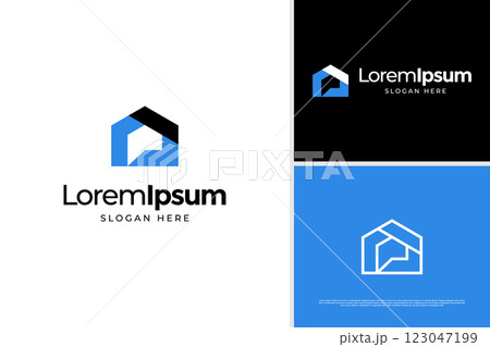 Modern letter P building house home logo vector illustration. Minimalist construction concept logo template 123047199