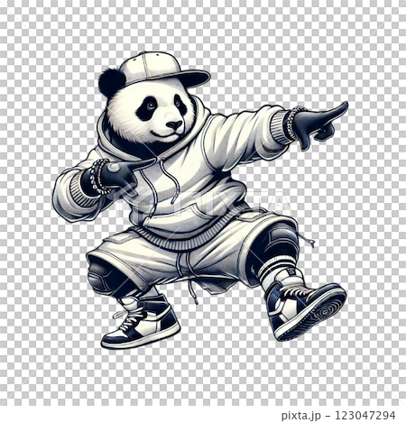 Rap Panda is a quirky wife Illustration Generative AI 123047294
