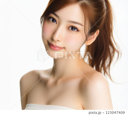 白いチューブトップの美女 白いチューブトップの美女 123047409