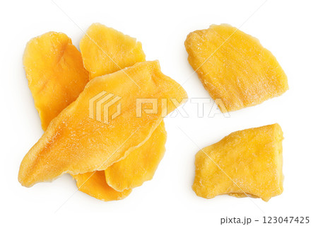 dried mango isolated on white background. Top view. Flat lay 123047425