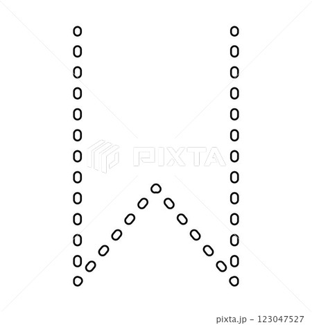 Tracing Alphabet letter W, prewriting dotted line element for kindergarten, preschool and Montessori school kids worksheet for handwriting practice activity. Tracing Alphabet letter W, prewriting dotted line element for kindergarten, preschool and Montessori school kids worksheet for handwriting practice activity. 123047527