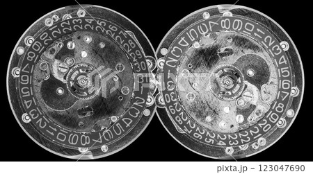 clockwork vintage mechanical watch, high resolution and detail clockwork vintage mechanical watch, high resolution and detail 123047690