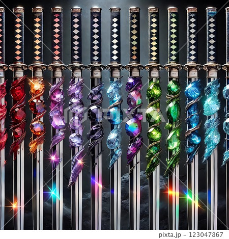 誕生石刀 - 宝石の刃の虹｜Birthstone Katanas - A Rainbow of Geの