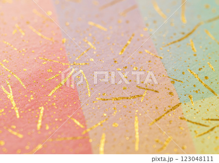 金箔入り和紙ーカラフルな和紙のテクスチャー（AI生成画像） 123048111