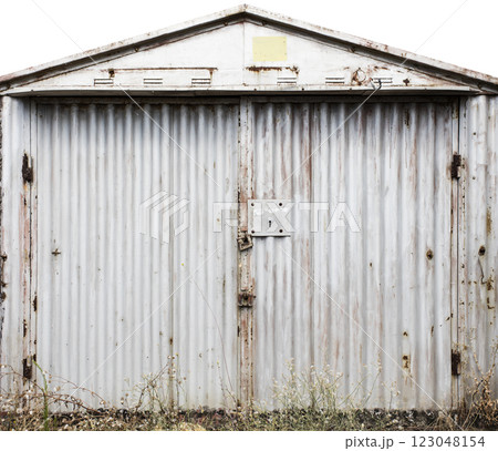 old metal warehouse door, hangar old metal warehouse door, hangar 123048154