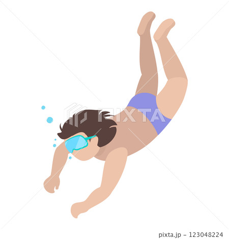 3D Isometric Flat Vector Set of Children Snorkeling, Kids Swimming Lessons. Item 2 3D Isometric Flat Vector Set of Children Snorkeling, Kids Swimming Lessons. Item 2 123048224