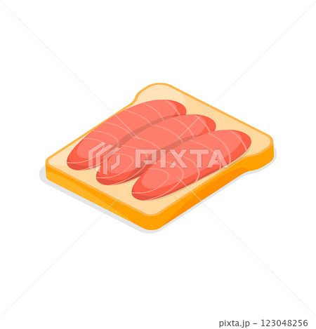 3D Isometric Flat Vector Illustration of Tasty Breakfast, Healthy Toasts Set. Item 7 123048256