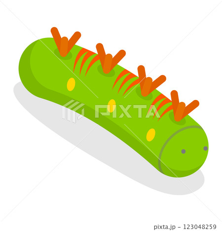 3D Isometric Flat Vector Set of Caterpillars, Spring Insects. Item 1 123048259