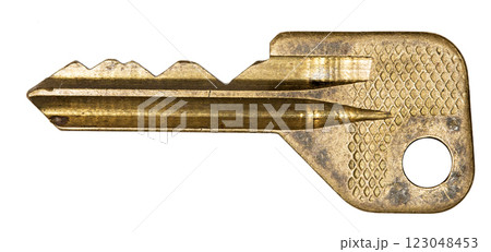 old metal key isolated on white background, high resolution photo 123048453