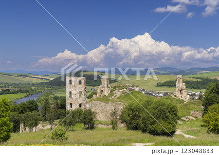 Ruins of Plavec castle near Stara Lubovna, Presov region, Slovakia 123048833